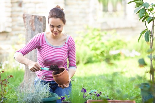 Expert landscaper installing patio in Camden town